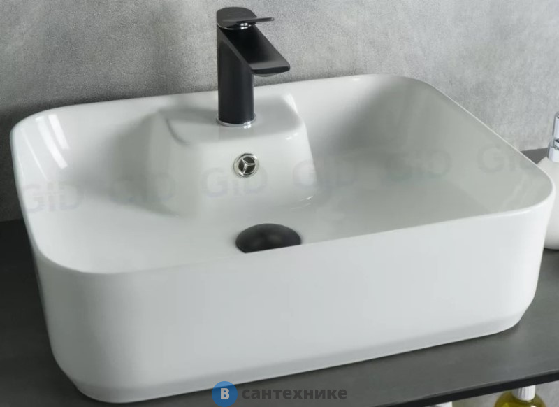 Раковина накладная GID-ceramic N9445 белый (520х415х150)