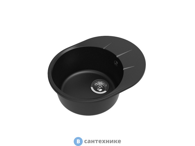 Кухонная мойка EWIGSTEIN Rund 45F 1-чаша+ крыло 580*450мм черный