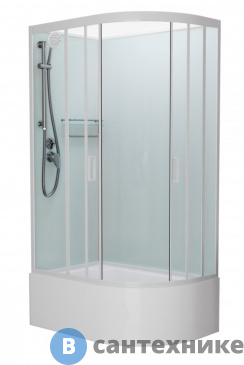 картинка Душевая кабина Frank F412/2L М White левосторонняя высокий поддон б/к (без крыши) матовое стекло