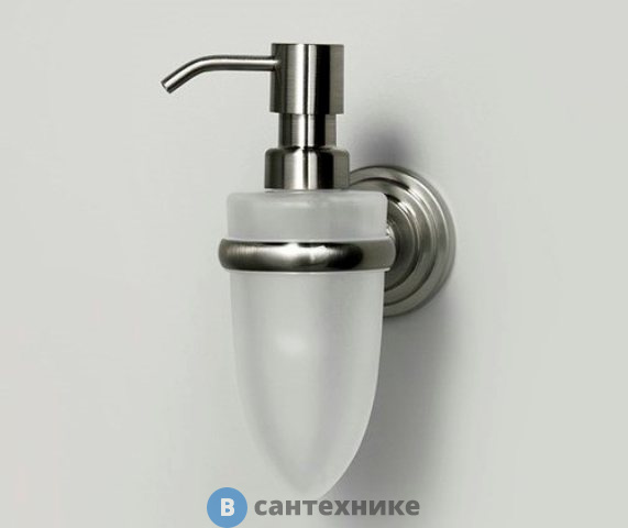 Дозатор для жидкого мыла WasserKRAFT Ammer K-7099, 160 ml металл, покрытие "матовый хром", матовое стекло