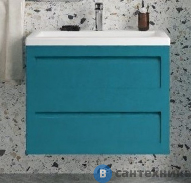 картинка Тумба под раковину Art & MAX PLATINO 75 см AM-Platino-750-2C-SO-TM подвесная с двумя выкатными ящиками, бирюзовый матовый
