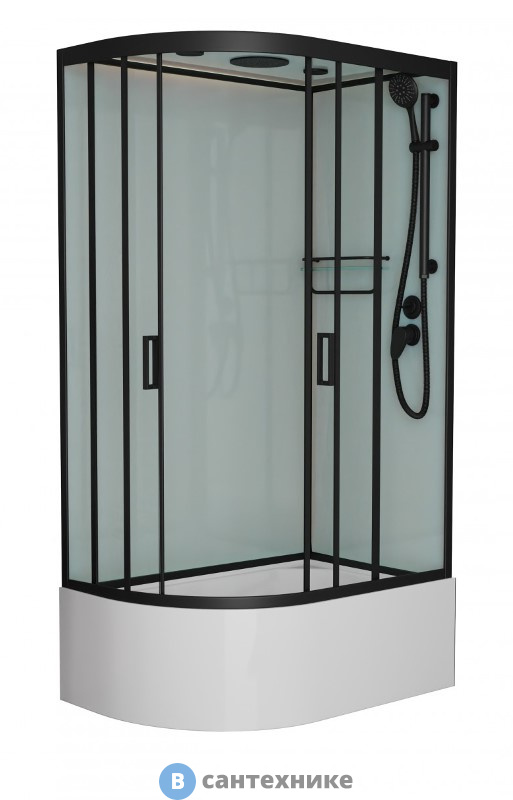 Душевая кабина Frank F412/2R Black правосторонняя высокий поддон