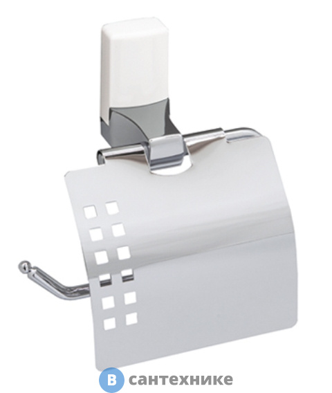 Держатель туалетной бумаги WasserKRAFT Leine K-5025 White с крышкой металл, хромоникелевое покрытие
