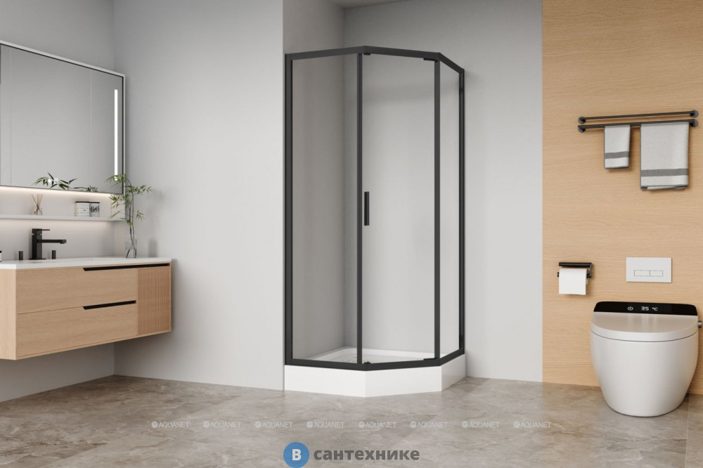 Душевой уголок Aquanet Bright 90x90 AE90-P-90x90-BT черный (352421), без поддона