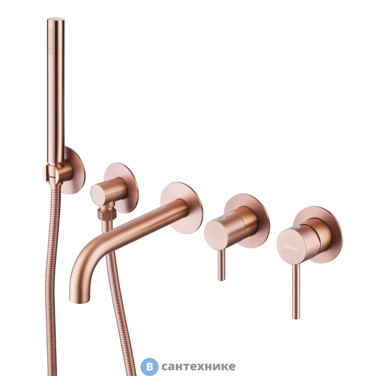 Смеситель ABBER Wasser Kreis AF8130MRG для ванны скрытого монтажа, розовое золото матовое