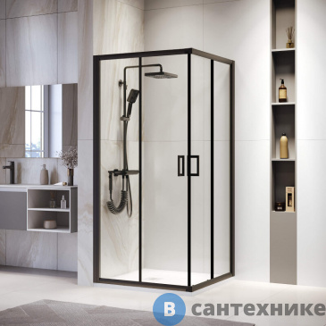 картинка Душевой уголок RGW PA-39-B  100*100*195 чёрный/ прозрачное (03083900-14), без поддона