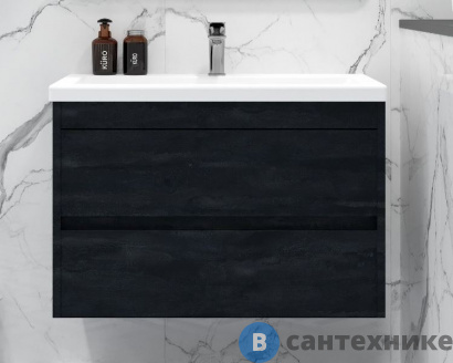 картинка Тумба под раковину Art & MAX FAMILY-M Family-M-750-2C-SO-HC подвесная с двумя выкатными ящиками, Hard Coal, 750x480x550