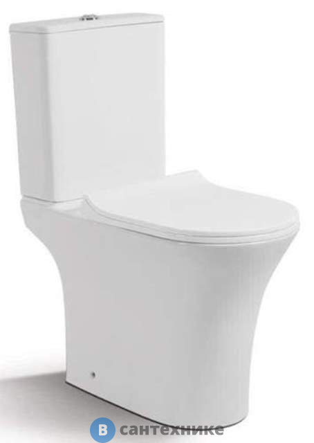 Унитаз с бачком Cerutti  BERNINA 1217A (665*345*770) безободковый, крышка тонкая дюропласт с микролифтом быстросьемная (CT7193)