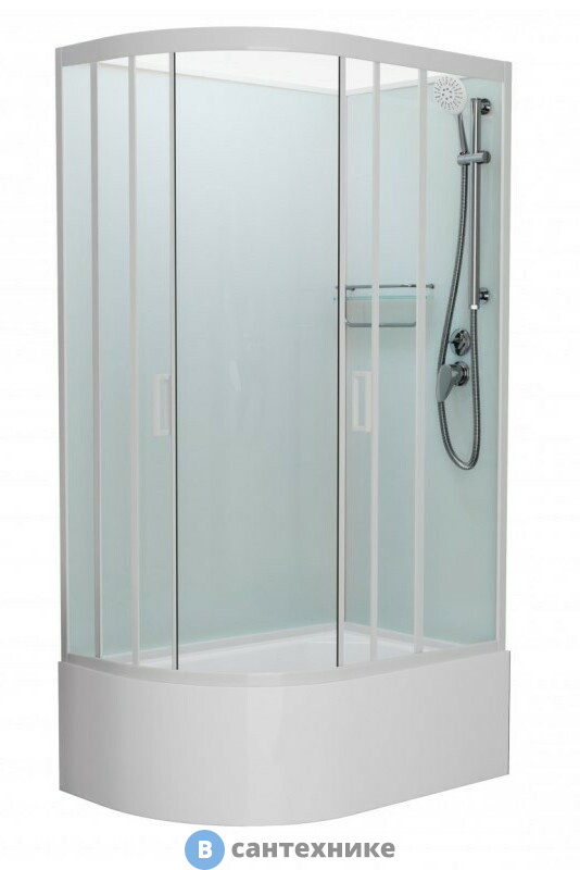 Душевая кабина Frank F412/2R М White правосторонняя высокий поддон б/к (без крыши) матовое стекло