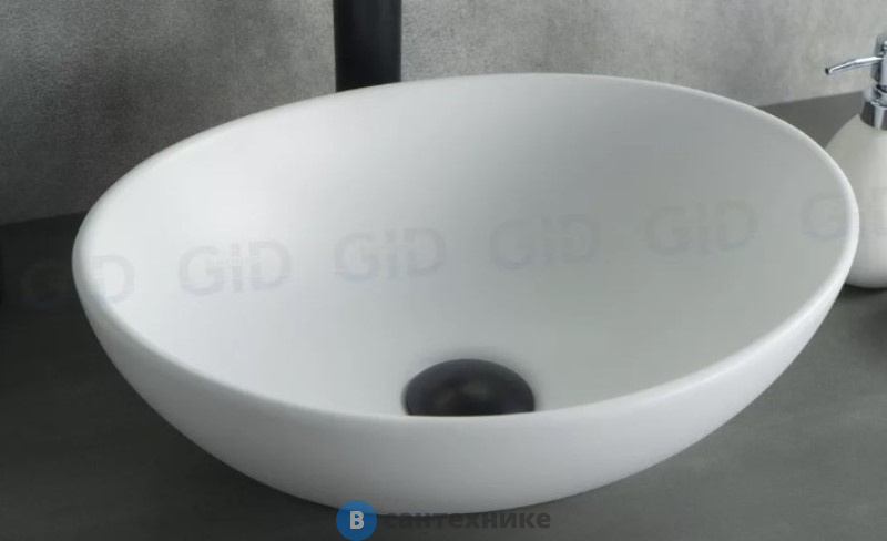Раковина накладная GID-ceramic N900 белый матовый (410х340х150)
