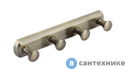 картинка Кронштейн настенный WasserKRAFT K-1094 4 крючка металл, покрытие "светлая бронза"