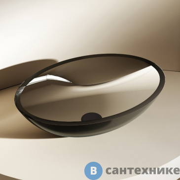 картинка Раковина ABBER Kristall AT2802Onyx, накладная прозрачная, чёрный