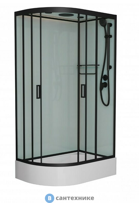 Душевая кабина Frank F412/1R М  Black правосторонняя средний поддон матовое стекло