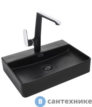 картинка Раковина WELTWASSER ELBACH 2173 MB накладная (матовая чёрная) /600х420х120/