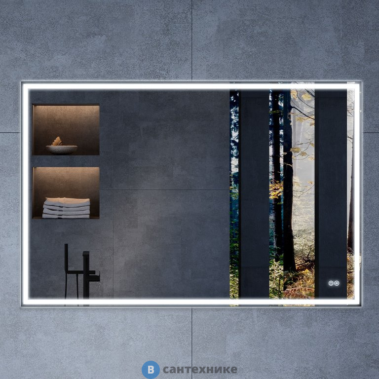 Зеркало Vincea VLM-3VN120-2 1200х800 c сенсорным выключателем и диммером, антизапотевание