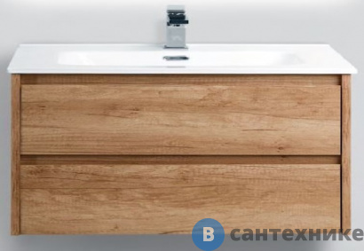 картинка Тумба под раковину BelBagno 101 см KRAFT-1000-2C-SO-RNN подвесная с двумя выкатными ящиками, Rovere Nebrasca Nature