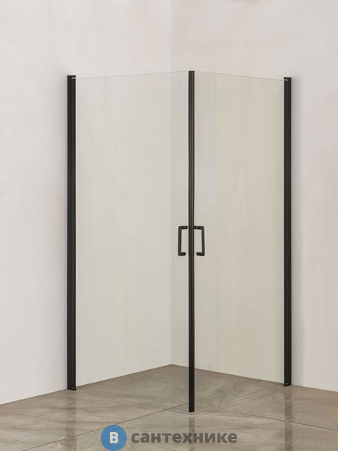 Душевой уголок Orange E04-090TB без поддона 88х88 см профиль чёрный