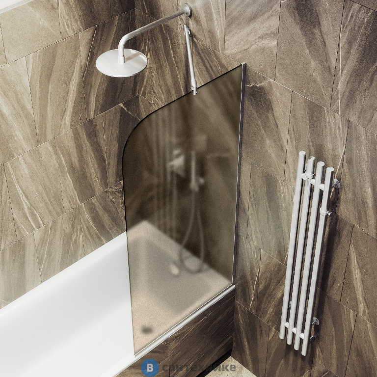 Шторка для ванны в профиле MaybahGlass 1400*800 Стекло 8 мм Бронза матовая (MGV-76-5у)