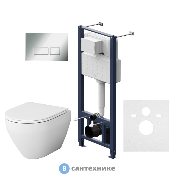 Унитаз с инсталляцией AM.PM IS47051.701700 с клав. Pro S глянц хром, с сид. м/лифт