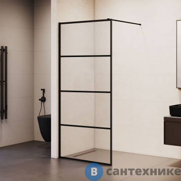 картинка Перегородка для душа RGW WA-019-B  90*200 чёрный/ прозрачное (принт) (351001990-84)