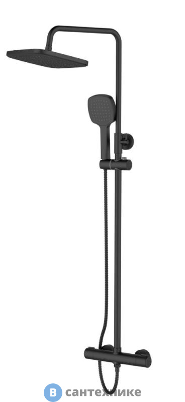 Душевая система Orange T02S4-912b с термостатом, чёрный