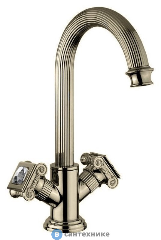 Смеситель Cezares OLIMP-LS2-02-Sw на раковину с донным клапаном, бронза, ручки Swarovski