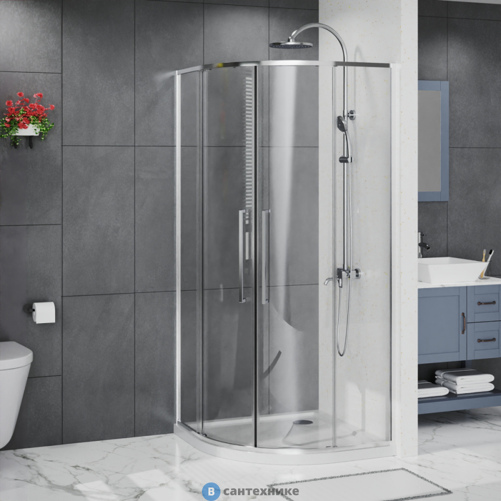 Душевое ограждение Azario SHANGHAI ROD-90х90х195-CH-CL, прозрачное стекло 6 мм, профиль хром (AZ-S43-90-CH-CL)