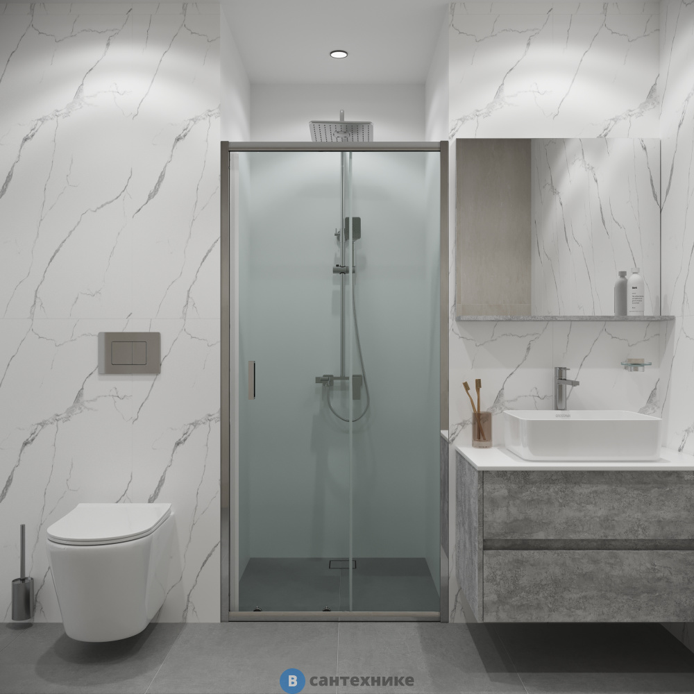 Дверь в нишу Niagara Eco NG-631-9A (90х190) хром, стекло прозрачное