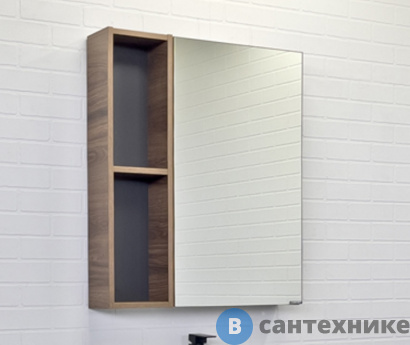 картинка Зеркало-шкаф Comforty Соло-70 дуб тёмно-коричневый