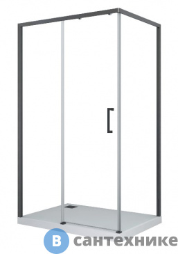 картинка Душевой уголок Cerutti VITO110B-L (80x110x195) стекло прозрачное, чёрный алюм. проф., без поддона