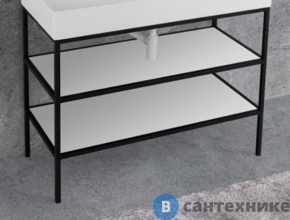 картинка Каркас Cezares двухъярусный напольный стальной под раковину (Сварной) CADRO-120/46/73-2C-PIA-MET-ST Nero (120x46x73)