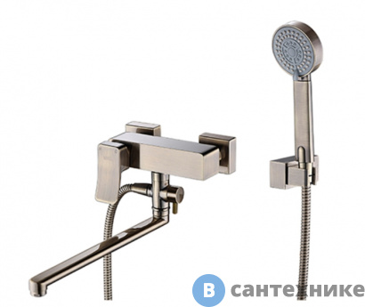 картинка Смеситель WasserKRAFT Exter 1602L для ванны с длинным изливом латунь, покрытие «светлая бронза»