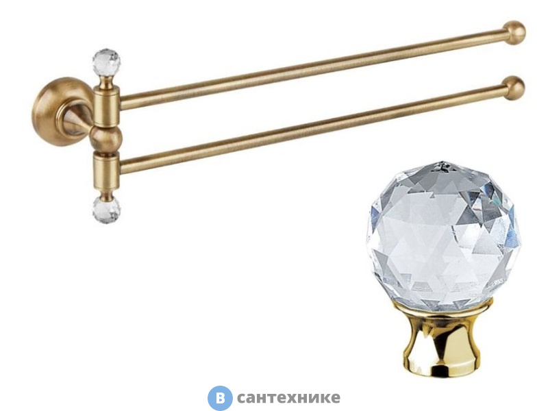 Полотенцедержатель Cezares APHRODITE-TD09-03/24-Sw двойной, поворотный, золото 24 карат