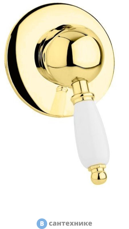 Смеситель Cezares ELITE-DIM-03/24-Bi встраиваемый однорычажный для душа, золото, ручки белые