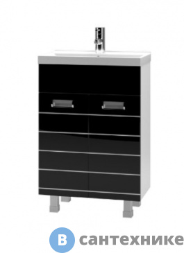 картинка Тумба под раковину Ирлен КВАДРО-60 2 двери (под ум. Уют-60) чёрная /138054/