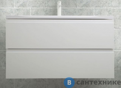 картинка Тумба под раковину Art & MAX BIANCHI AM-Bianchi-750-2C-SO-BM подвесная с двумя выкатными ящиками, белый матовый