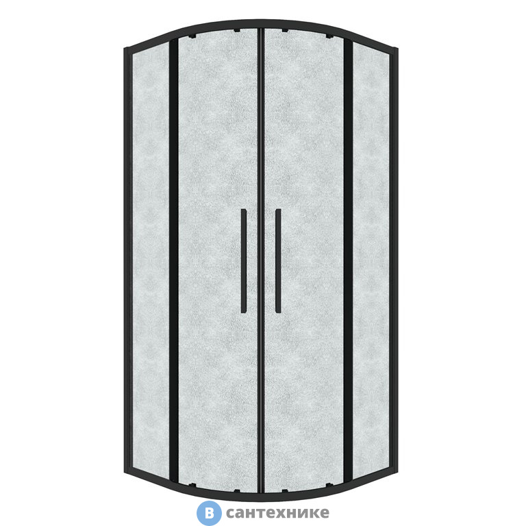 Душевое ограждение Grossman Cosmo 301.K33.02.8080.21.02 (80*80*195) полукруг, раздвижн, черн.матов, стекло шиншилла, без поддона