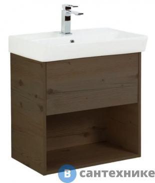 картинка Тумба под раковину BelBagno NEON подвесная с одним выкатным ящиком, с доводчиками, Rovere Scuro, 472x346x550, NEON-500-1C-SO-RS