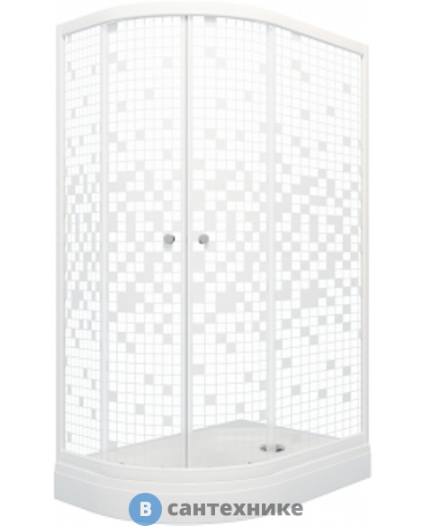 Душевое ограждение Тритон Коралл 120*80 А прав., 1/4 круга, низк. подд., Белый, Мозаика (DK244)