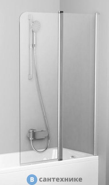 Шторка на ванну Ravak Chrome CVS2-100 R белый+стекло Transparent (7QRA0100Z1)