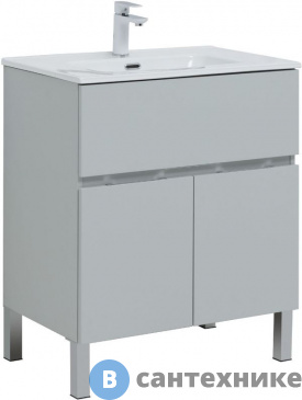 картинка Тумба под раковину Aquanet Алвита new 70 напольная 1 ящ., 2 дв. серый (303899)