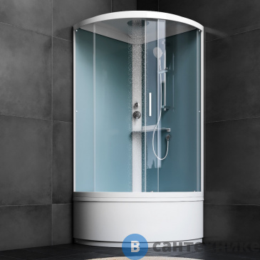 картинка Душевая кабина АМ.РМ X-Joy W88C-401A-090WT Deep 90x90, 1/4 круга, профиль белый, стекло прозрачное