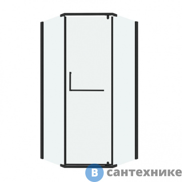 картинка Душевое ограждение Grossman Pragma 302.K33.03.9090.21.00 (90*90*195) трапеция, распашн, черн. матов, стекло прозрачн, без поддона