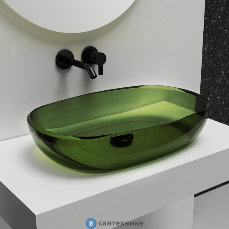 Раковина ABBER Kristall AT2805Emerald накладная прозрачная зеленая