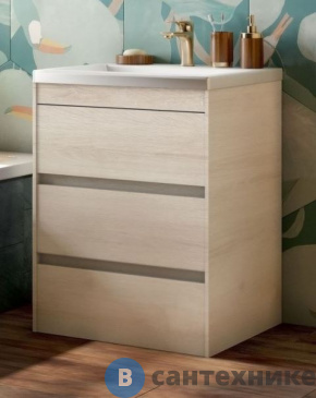 картинка Тумба под раковину Art & MAX FAMILY FAMILY-580-3C-PIA-PB напольная с тремя выкатными ящиками, Pino Bianco, 580x475x805