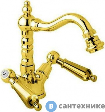 картинка Смеситель Cezares FIRST-BS2-03-M на биде с донным клапаном, золото, ручки золото