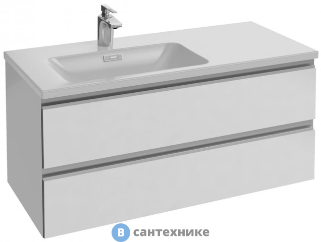 Тумба под раковину Jacob Delafon VOX EB2025-RA-G1C 2 выдв. ящика, белый блестящий лак (100х46х45,2)