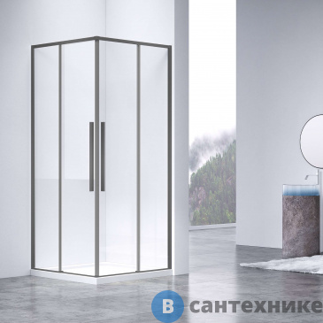 картинка Душевой уголок Vincea Slim-N VSS-4SN900CLGM, 900*900, вороненая сталь, стекло прозрачное, без поддона