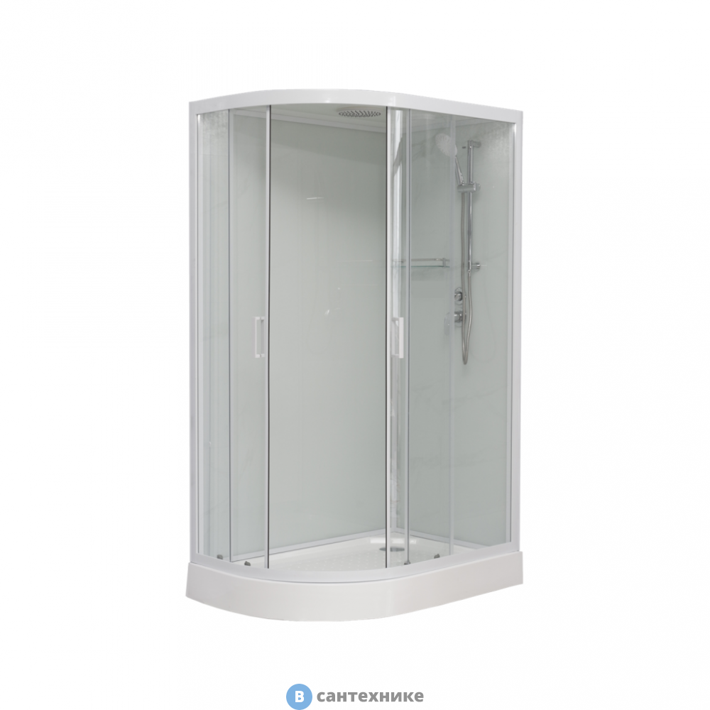 Душевая кабина Sapbox 1100R (1100*800*2100) крыша стекло, стекло белый/прозрач 4 мм, профиль белый (SB1100R-110-02-WTR-W)