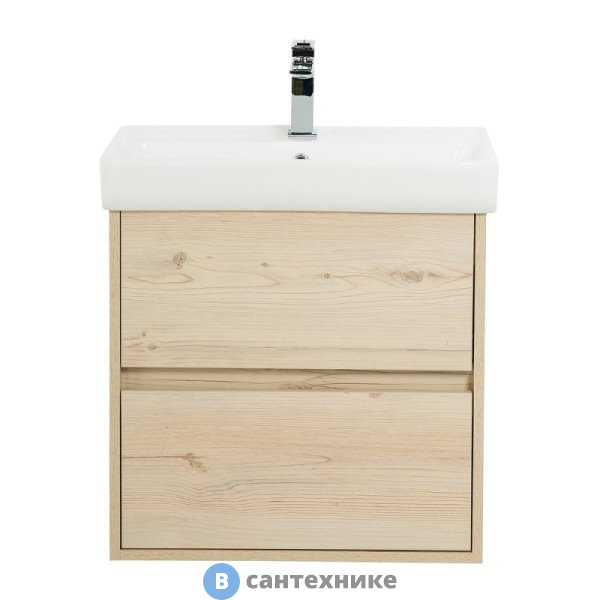 Тумба под раковину BelBagno NEON подвесная с двумя выкатными ящиками, с доводчиками, Pino Bianco, 572x346x550, NEON-600-2C-SO-PB